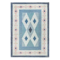 Doris Leslie Blau Tappeto in lana svedese blu fatto a mano di A.J.