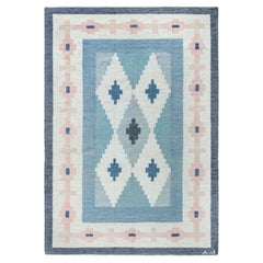 Doris Leslie Blau Mid-century Swedish Blue Handmade Wool Rug by A.J