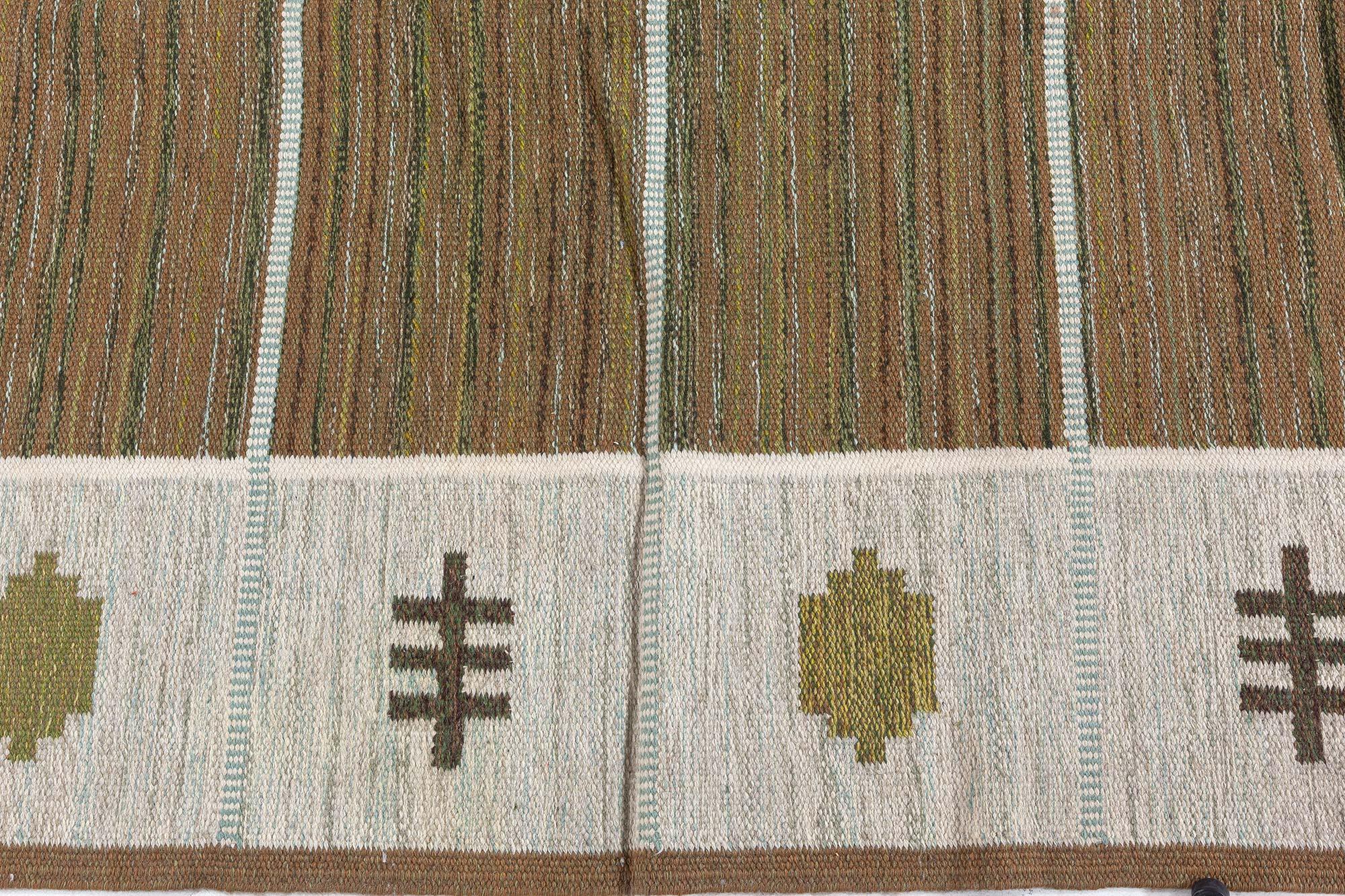 20ième siècle Doris Leslie Blau Tapis suédois vintage à armure plate par Aina Kånge, signé 
