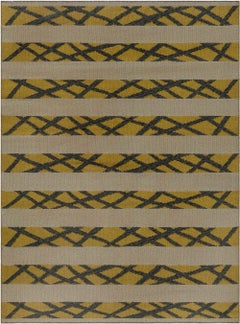 Doris Leslie Blau – schwedischer Flachgewebeteppich aus der Mitte des Jahrhunderts, dunkelgrau, beidseitig nutzbar