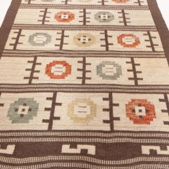 Doris Leslie Blau Mid-Century Swedish Floral Cream Flatweave Wool Carpet