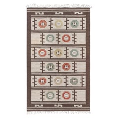 Doris Leslie Blau Mid-Century Swedish Floral Cream Flatweave Wool Carpet