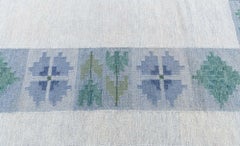 Doris Leslie Blau Mid-Century Swedish Geometric Light Gray Flatweave Wool Rug