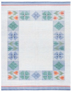 Doris Leslie Blau Mid-Century Swedish Geometric Light Gray Flatweave Wool Rug