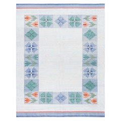 Doris Leslie Blau Mid-Century Swedish Geometric Light Gray Flatweave Wool Rug