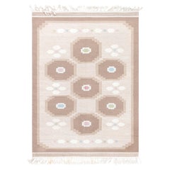 Doris Leslie Blau Mid-Century Swedish Geometric Soft Beige Flatweave Carpet