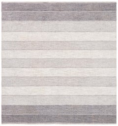 Doris Leslie Blau Mid-Century Swedish Striped Light Gray Flatweave Wool Rug