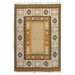 Alfombra sueca de tejido plano de color beige de mediados de siglo, diseñada por Ingegerd Silow para Doris Leslie Blau