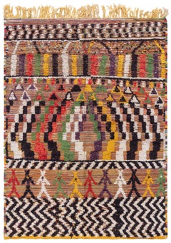 Tapis tribal marocain vintage de la collection « Mid-Century » de Doris Leslie Blau, couleur ivoire, noué à la main