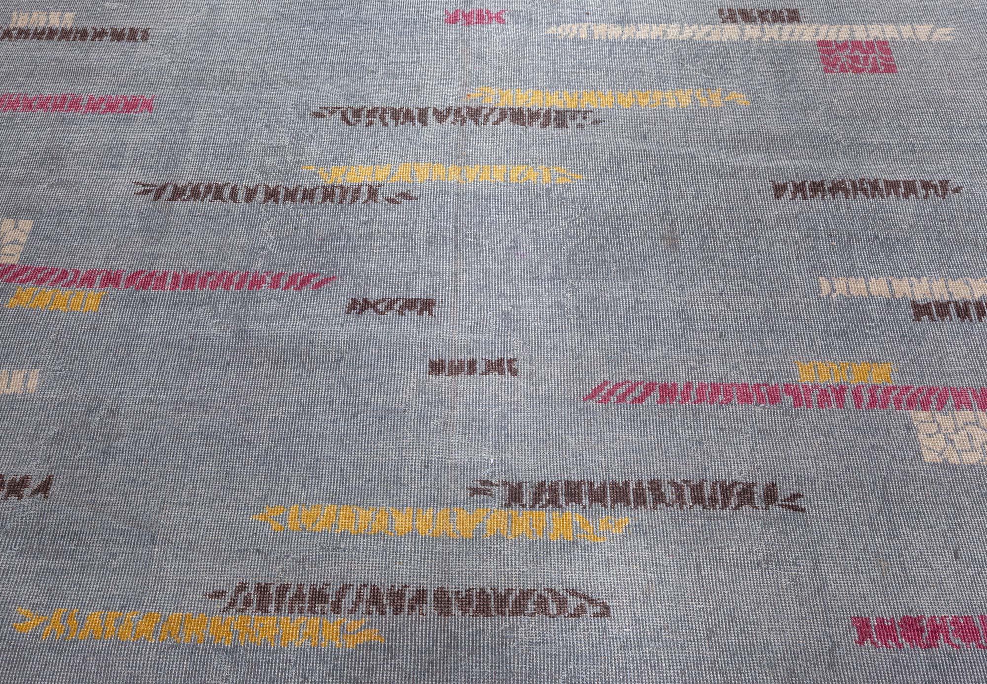 Hand-Knotted Doris Leslie Blau Midcentury Art Deco Handmade Wool Rug For Sale