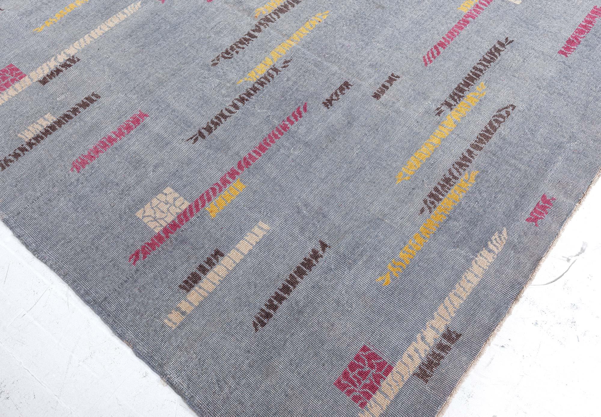 20th Century Doris Leslie Blau Midcentury Art Deco Handmade Wool Rug For Sale