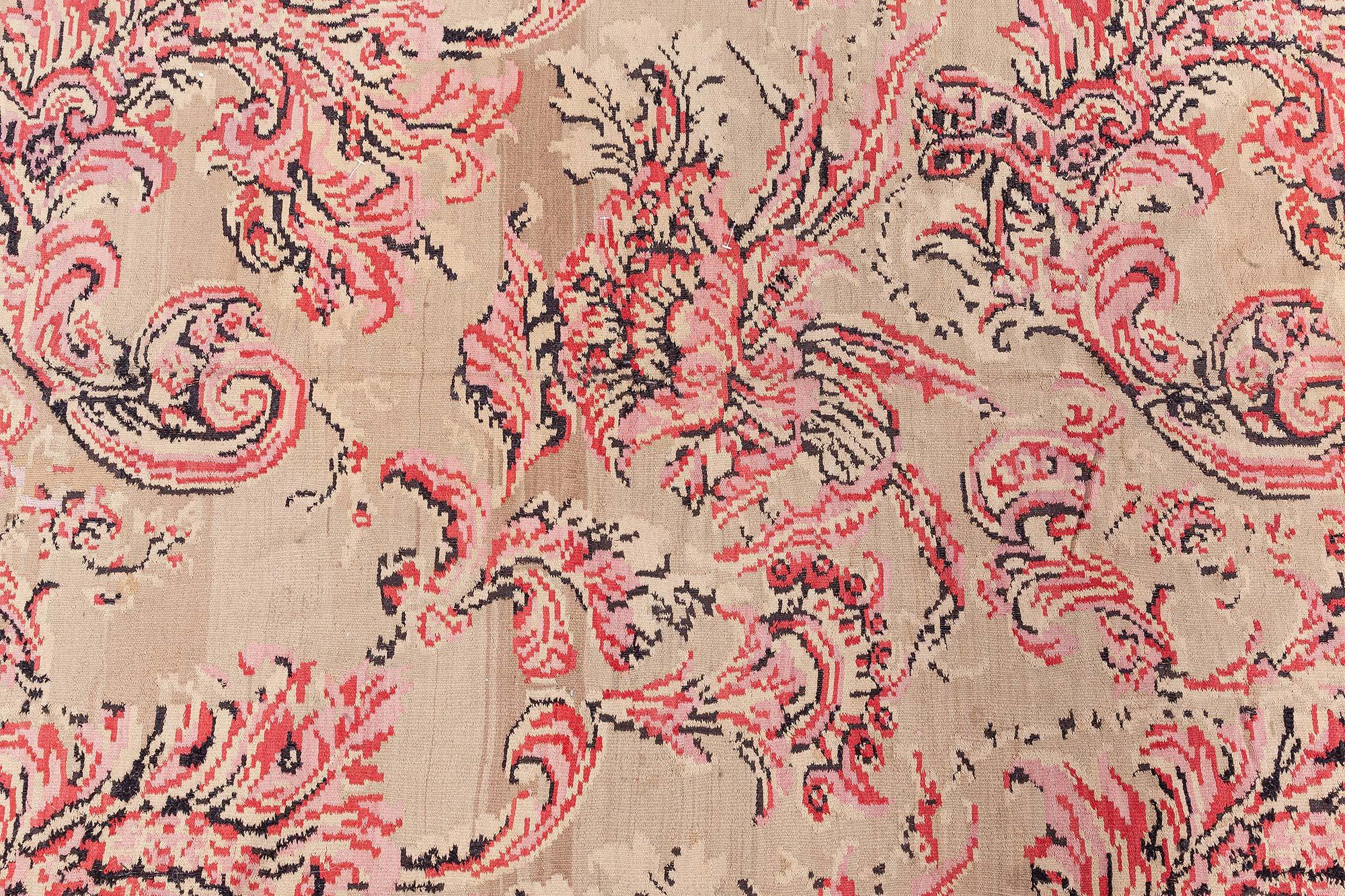 Moldovan Doris Leslie Blau Midcentury Bessarabian Botanic Handmade Wool Rug For Sale
