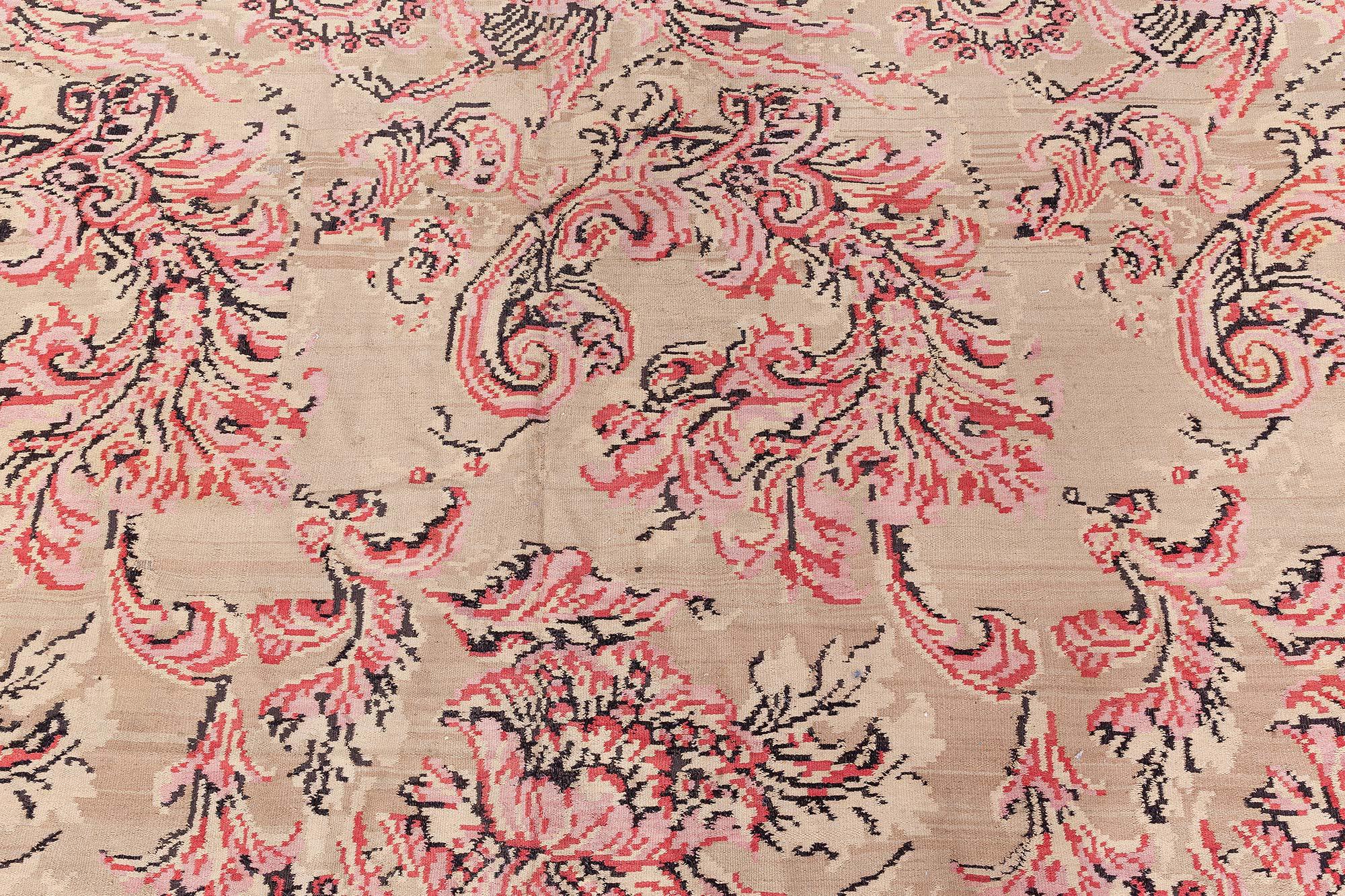 Hand-Knotted Doris Leslie Blau Midcentury Bessarabian Botanic Handmade Wool Rug For Sale