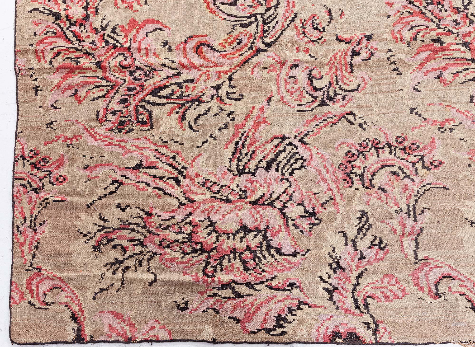 Doris Leslie Blau Midcentury Bessarabian Botanic Handmade Wool Rug In Good Condition For Sale In New York, NY
