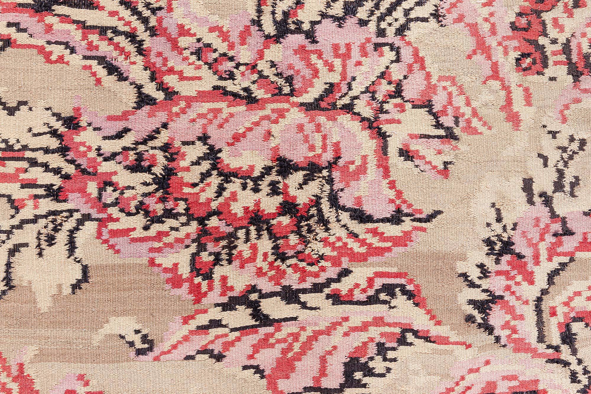 Doris Leslie Blau Midcentury Bessarabian Botanic Handmade Wool Rug For Sale 1