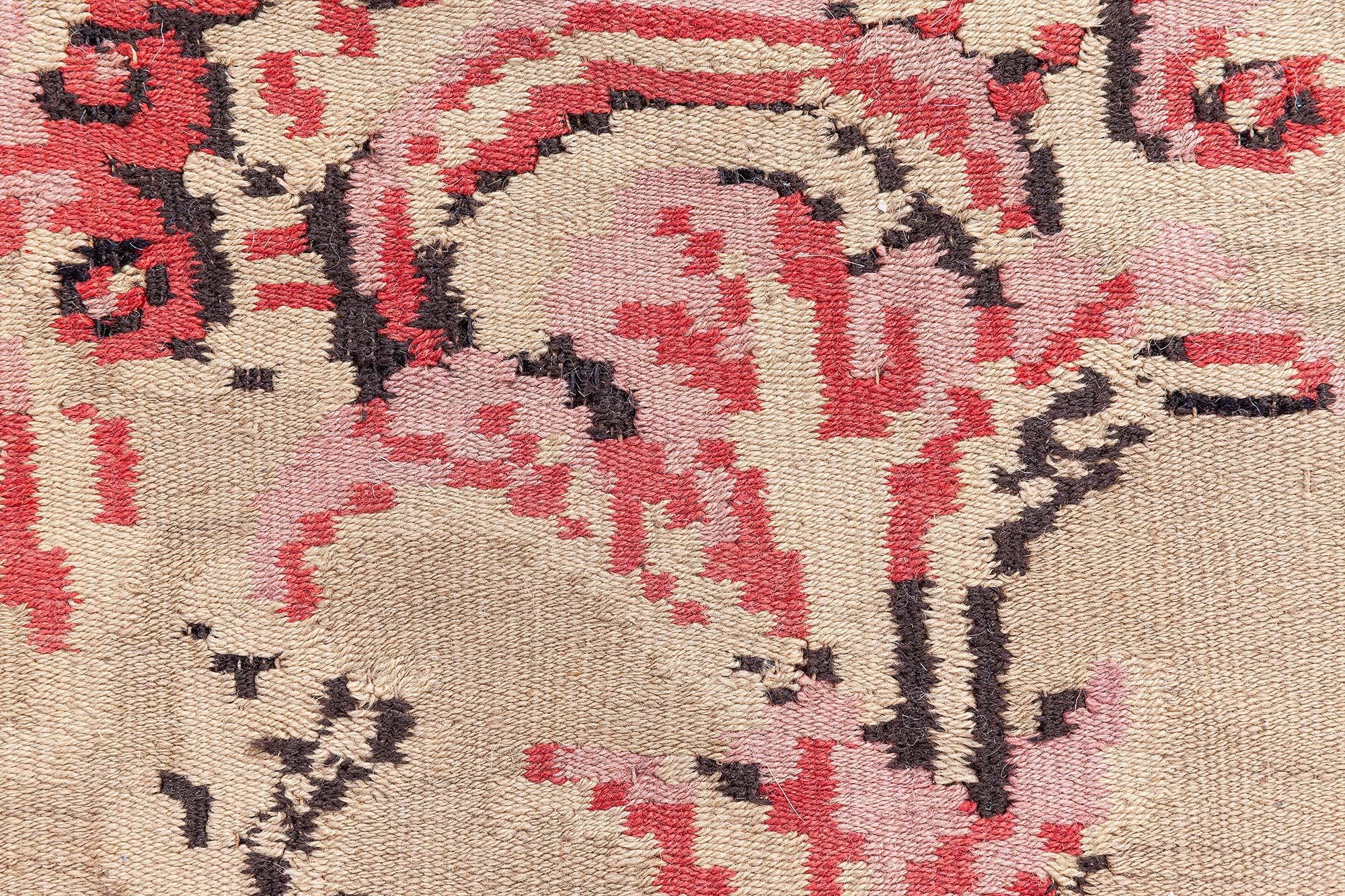 Doris Leslie Blau Midcentury Bessarabian Botanic Handmade Wool Rug For Sale 2