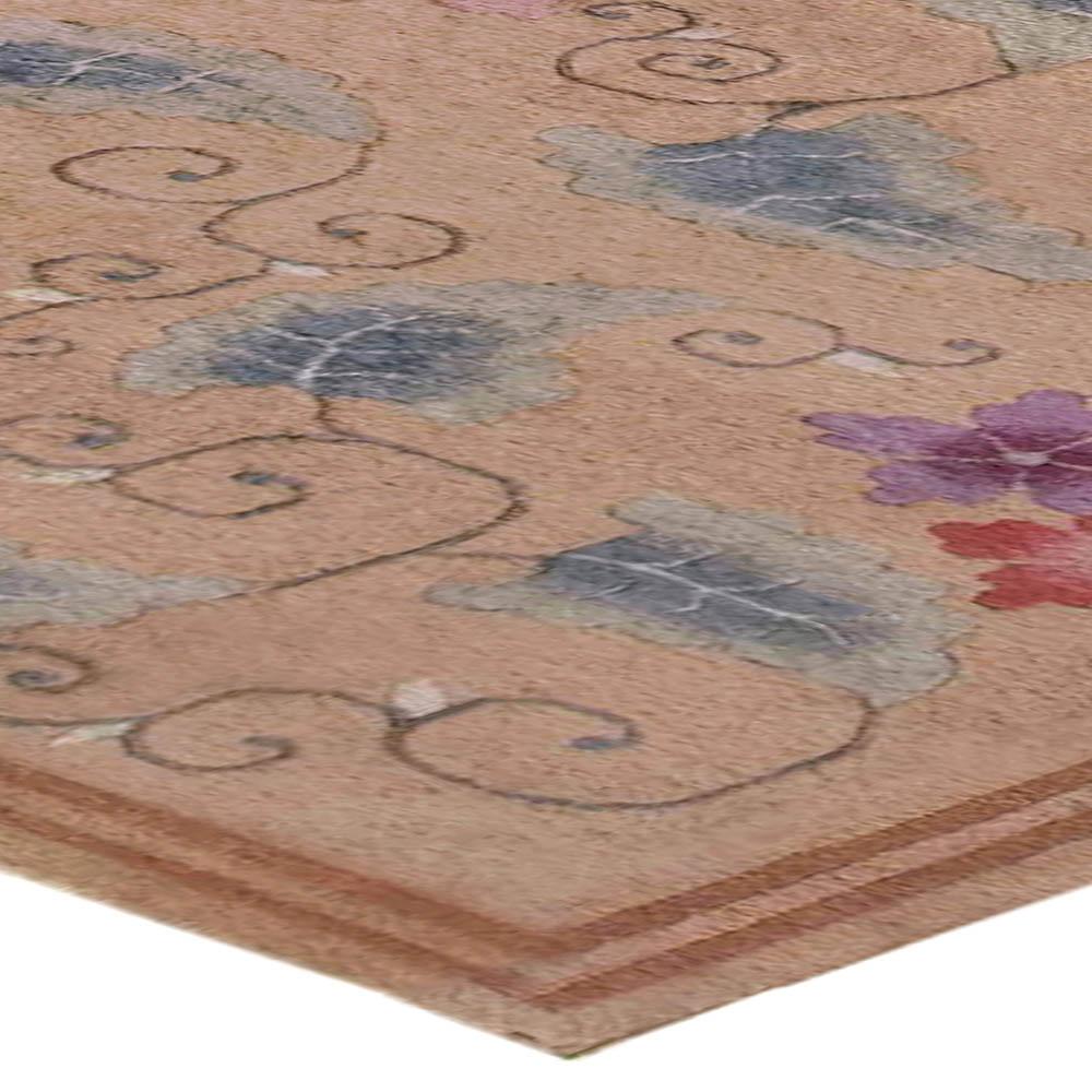 Hand-Knotted Doris Leslie Blau Midcentury Bold Floral Chinese Handmade Wool Rug For Sale