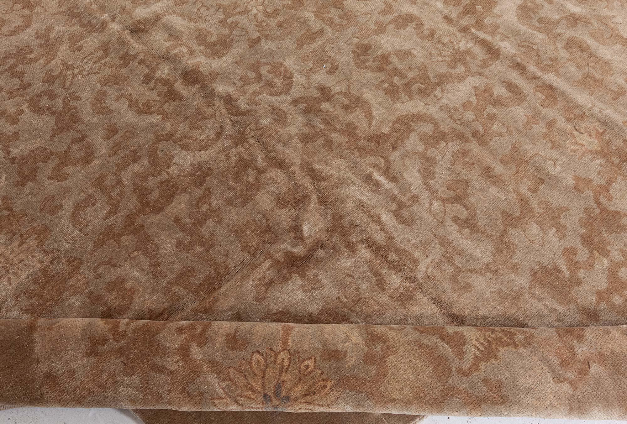 Doris Leslie Blau Midcentury Chinese Brown Handmade Wool Rug (Art déco) im Angebot