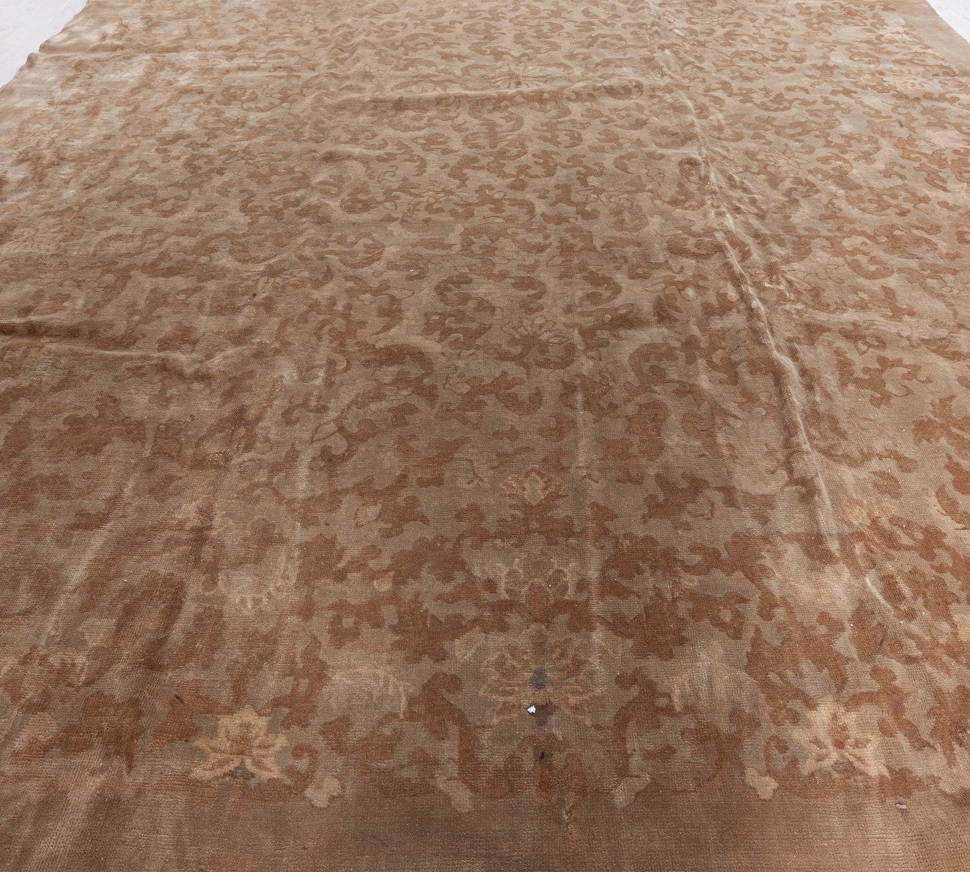 Doris Leslie Blau Midcentury Chinese Brown Handmade Wool Rug (Wolle) im Angebot