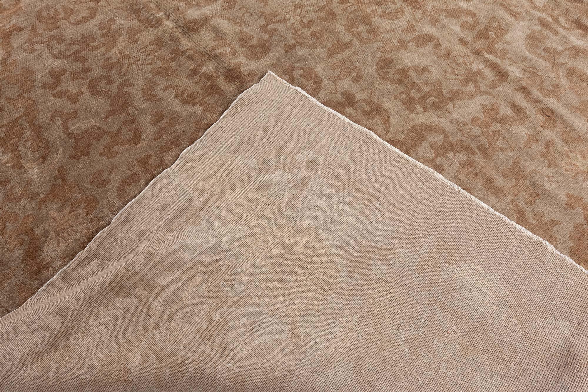 Doris Leslie Blau Midcentury Chinese Brown Handmade Wool Rug im Angebot 1