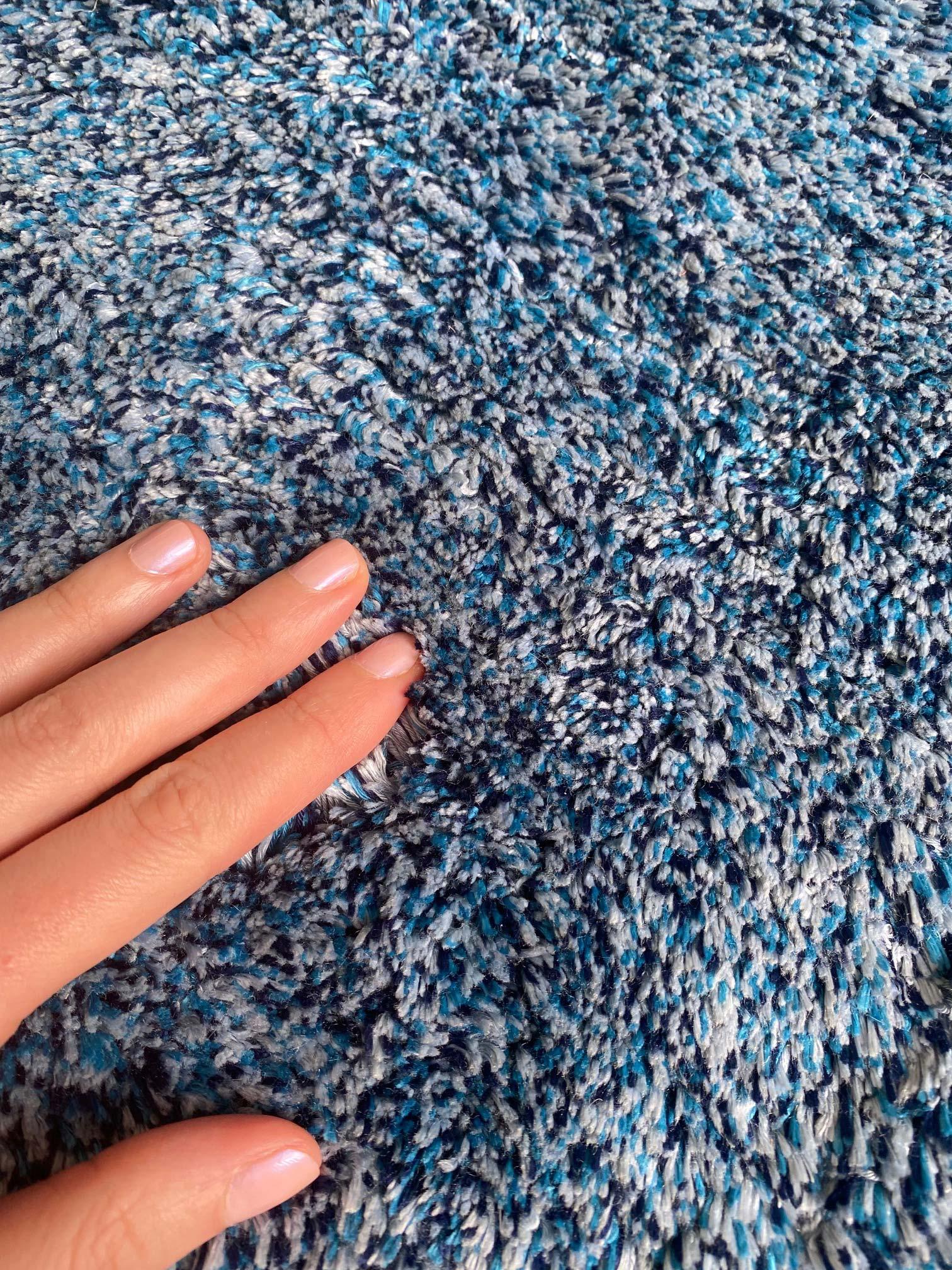 20th Century Doris Leslie Blau Midcentury French Modern Blue Handmade Wool Rug For Sale
