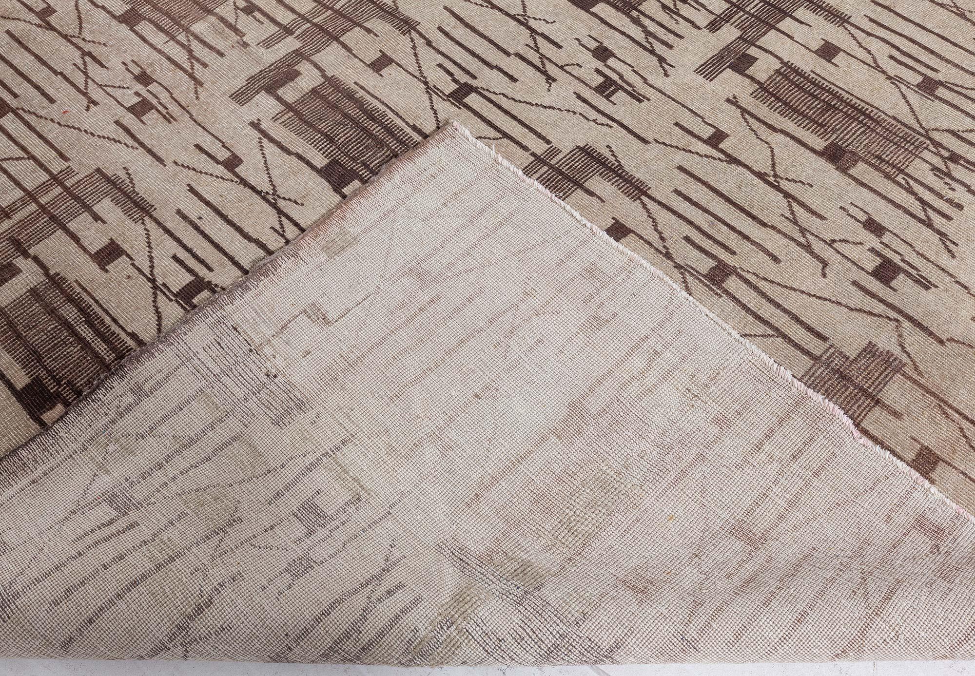 Doris Leslie Blau Geometrischer Europäischer Teppich aus der Jahrhundertmitte im Angebot 1