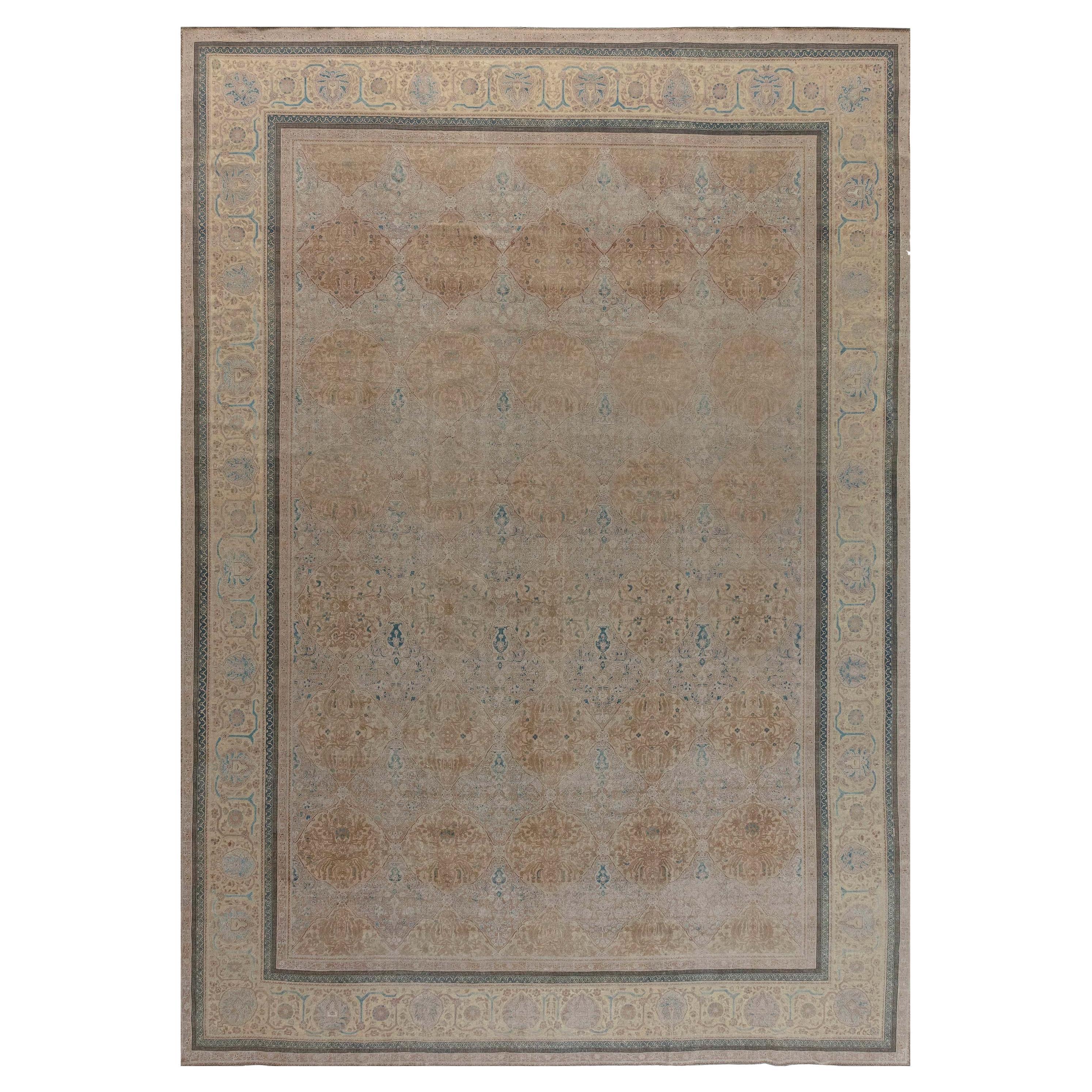 Doris Leslie Blau Midcentury Indian Botanic Handmade Wool Carpet For Sale
