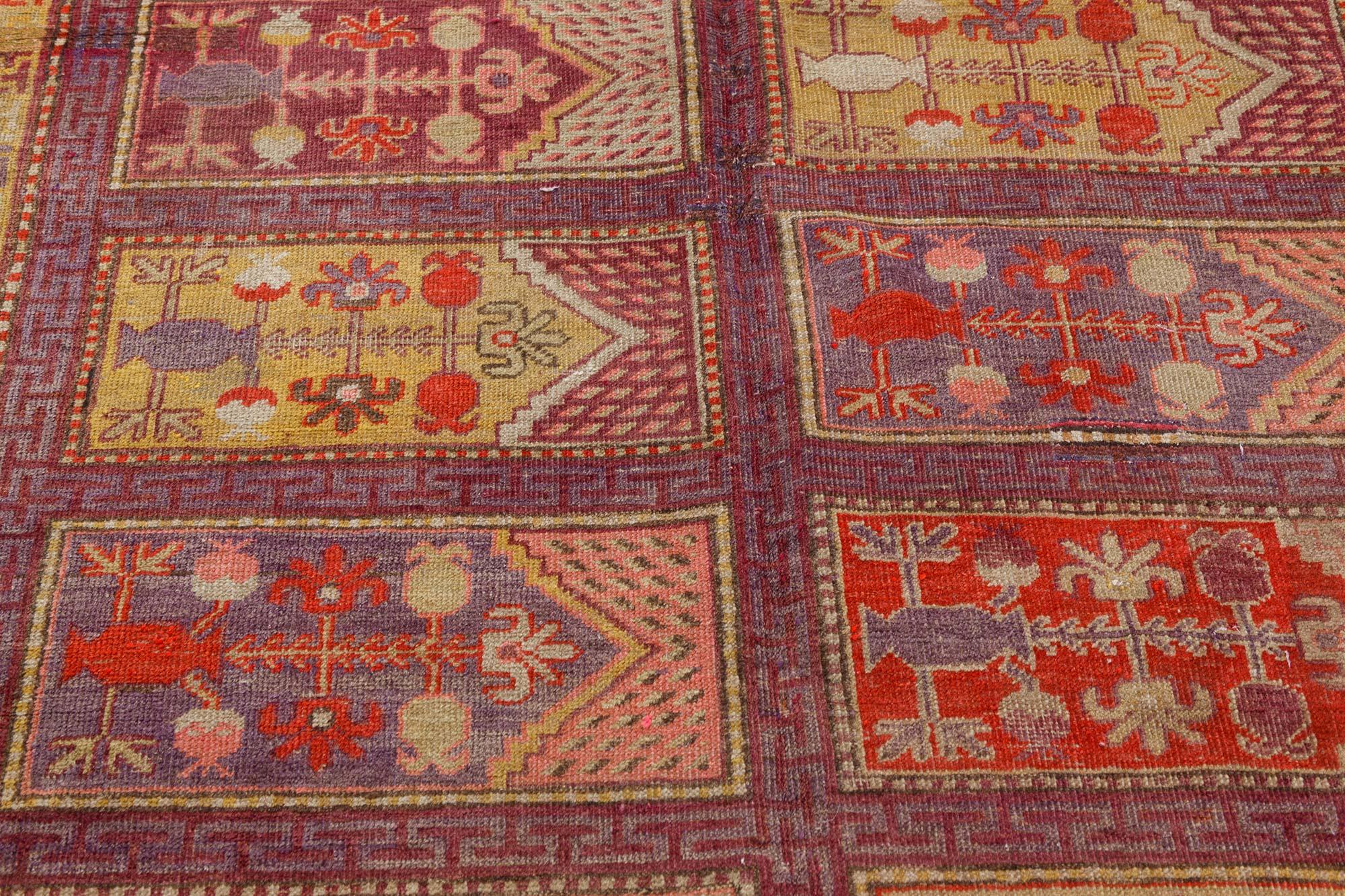 Laine Doris Leslie Blau Midcentury Khotan Samarkand Handmade Wool Rug (tapis de laine fait main) en vente
