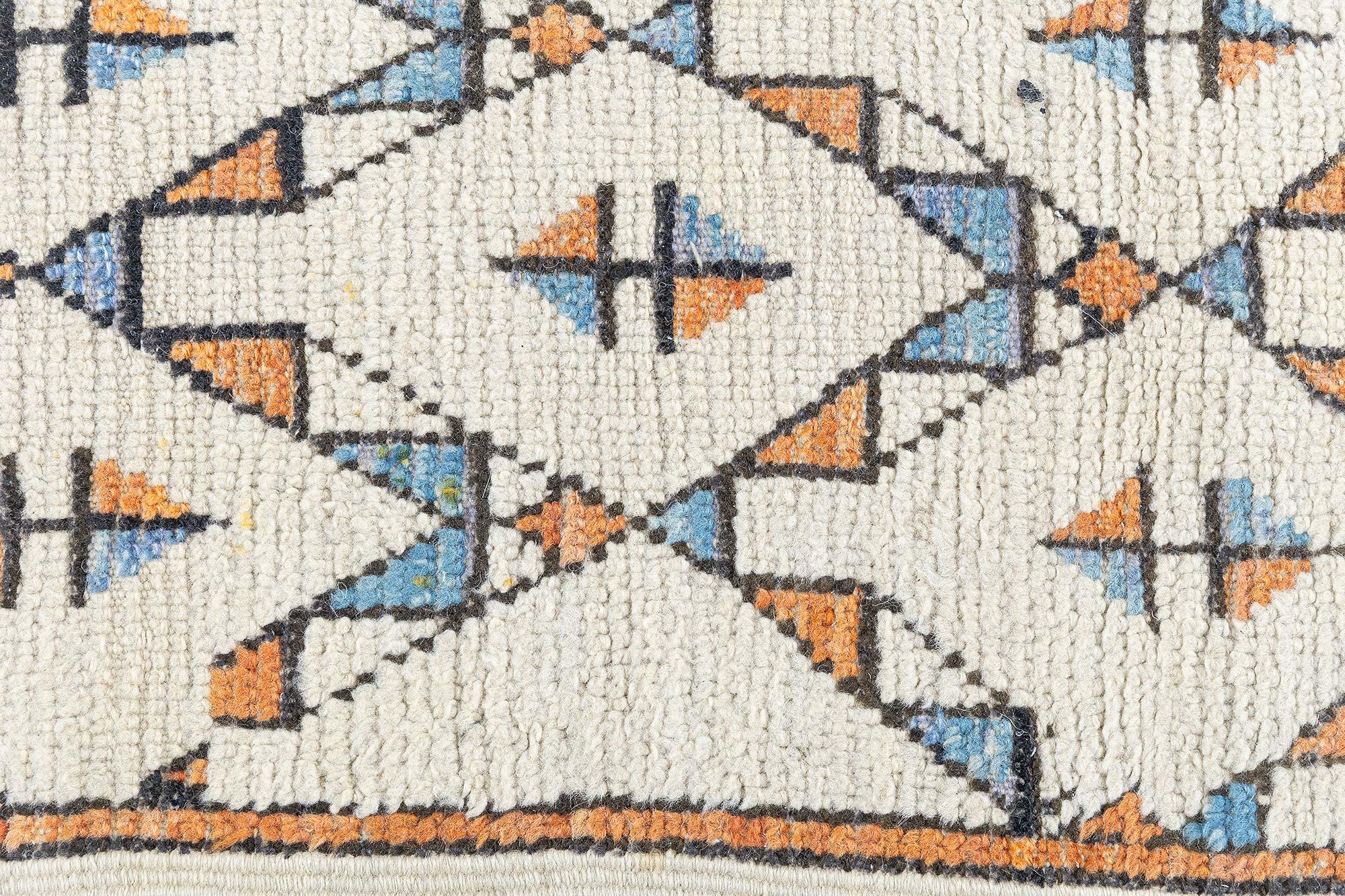 Doris Leslie Blau Marokkanischer Geometrischer Handgefertigter Wollteppich aus der Mitte des Jahrhunderts im Zustand „Gut“ im Angebot in New York, NY