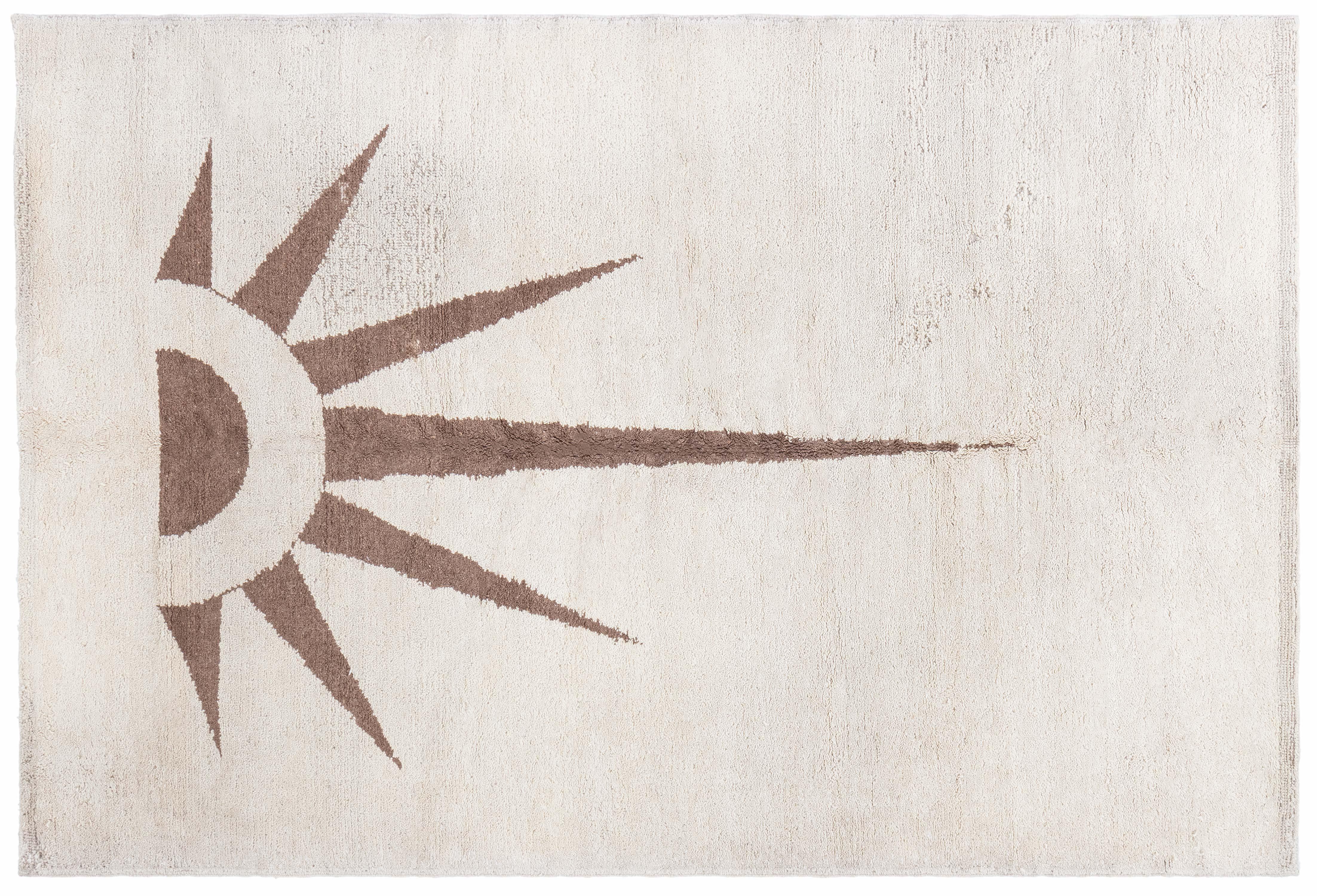 Doris Leslie Blau Alfombra marroquí de lana natural sin teñir de mediados de siglo siglo XX en venta