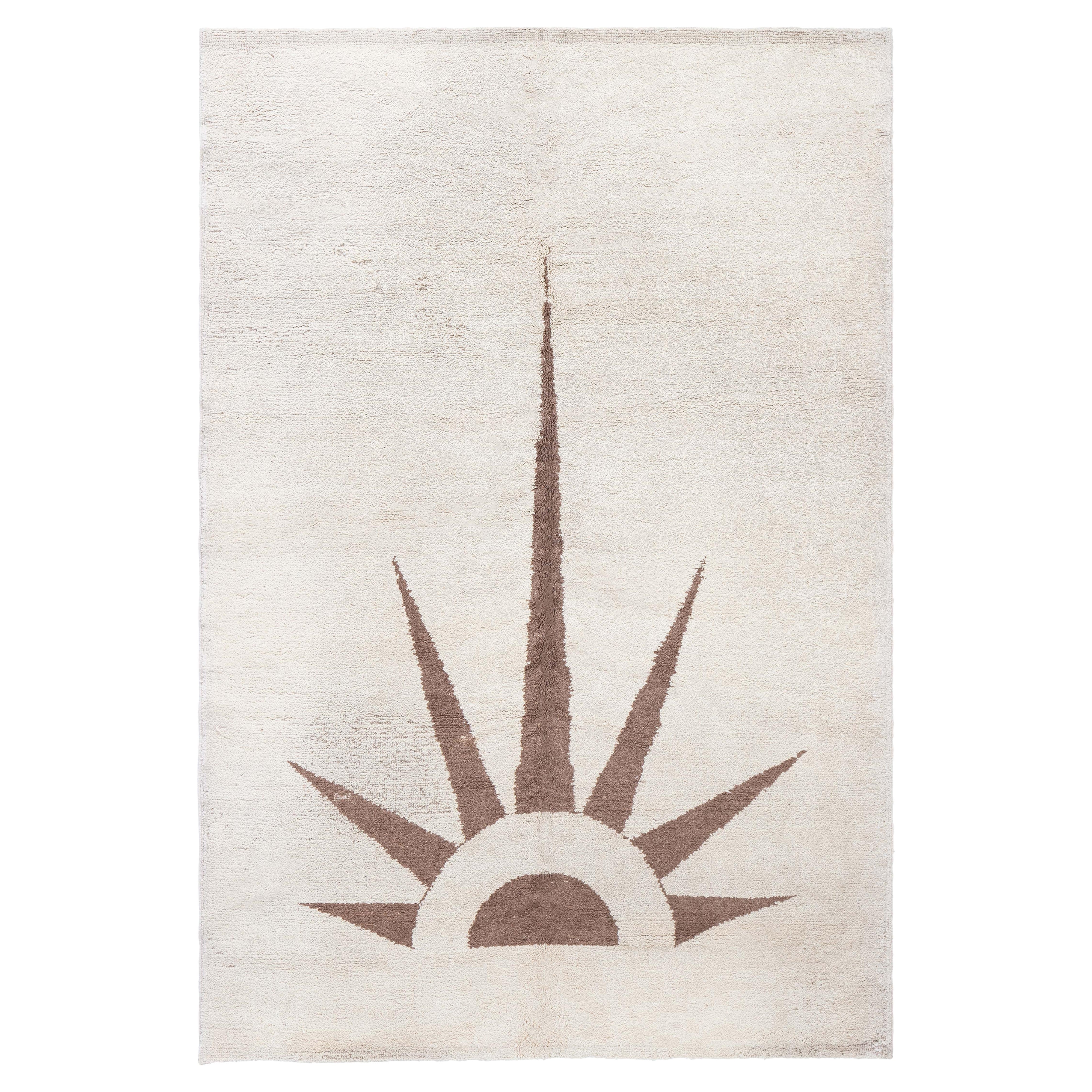 Doris Leslie Blau Alfombra marroquí de lana natural sin teñir de mediados de siglo en venta