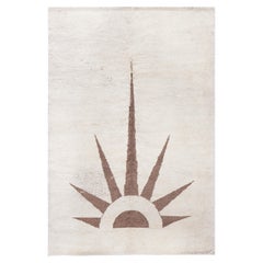 Doris Leslie Blau Alfombra marroquí de lana natural sin teñir de mediados de siglo