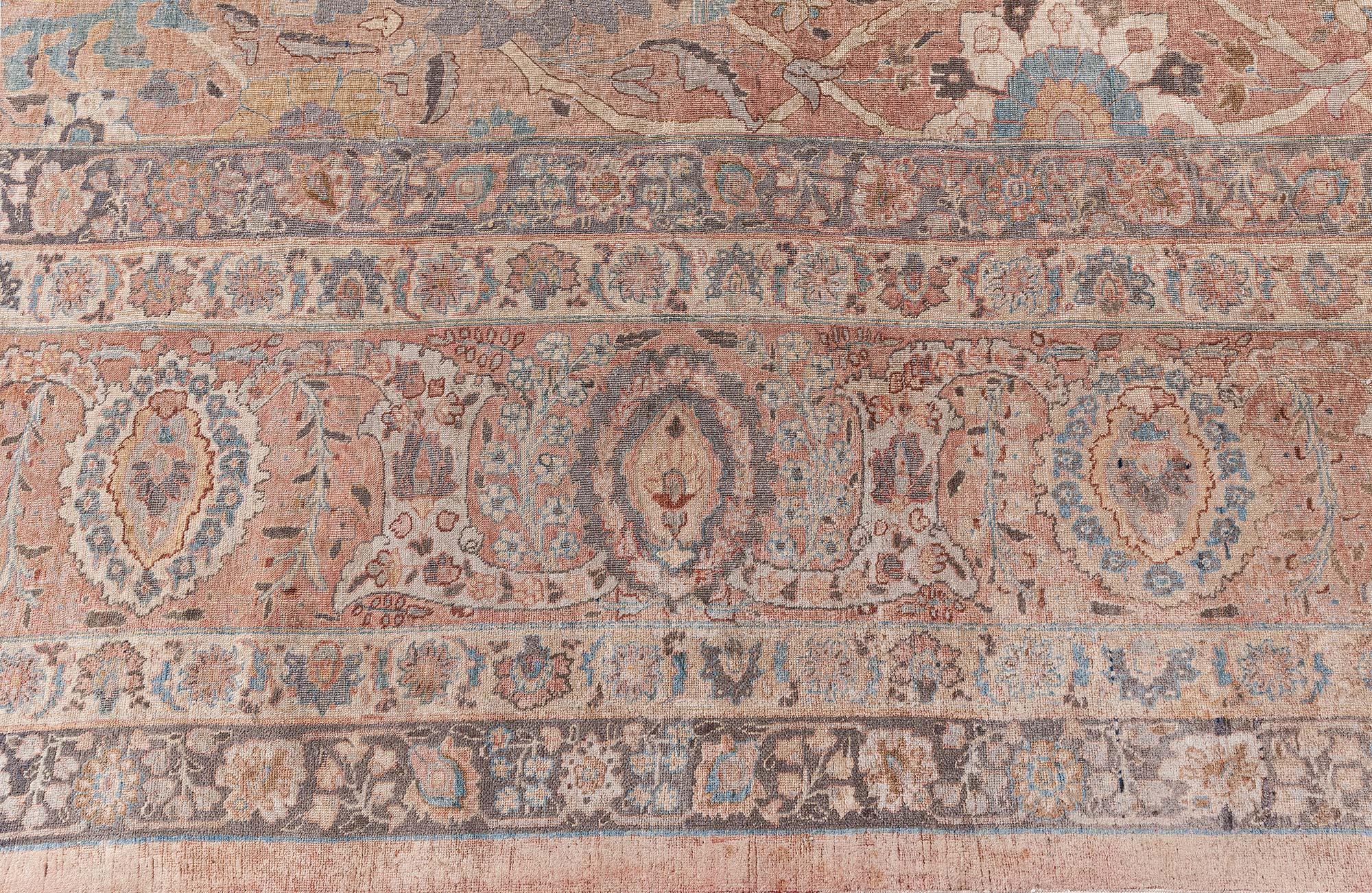 Doris Leslie Blauer persischer Täbris-Wollteppich aus der Mitte des Jahrhunderts, handgeknüpft (Tabriz) im Angebot