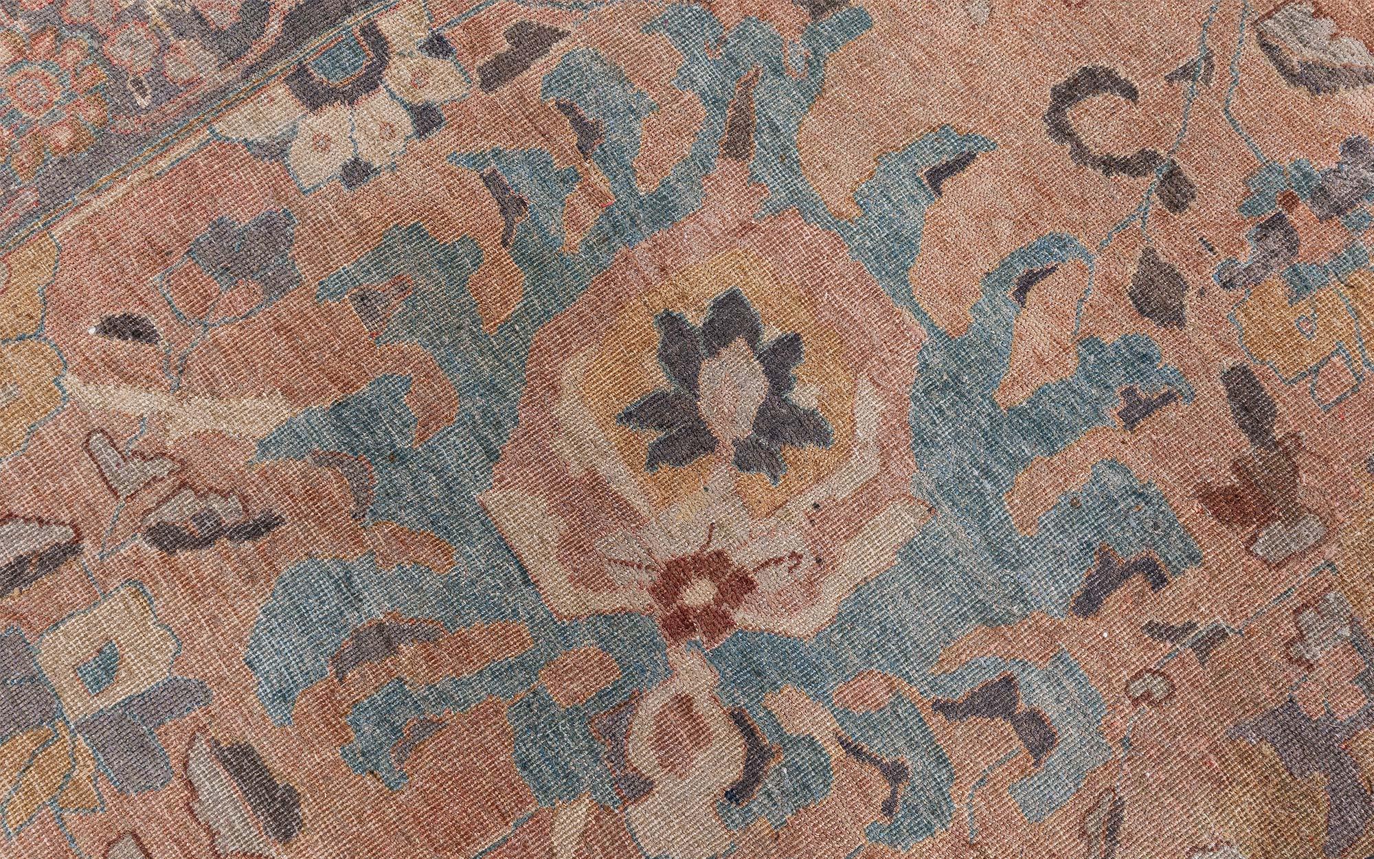 Doris Leslie Blauer persischer Täbris-Wollteppich aus der Mitte des Jahrhunderts, handgeknüpft (Handgeknüpft) im Angebot