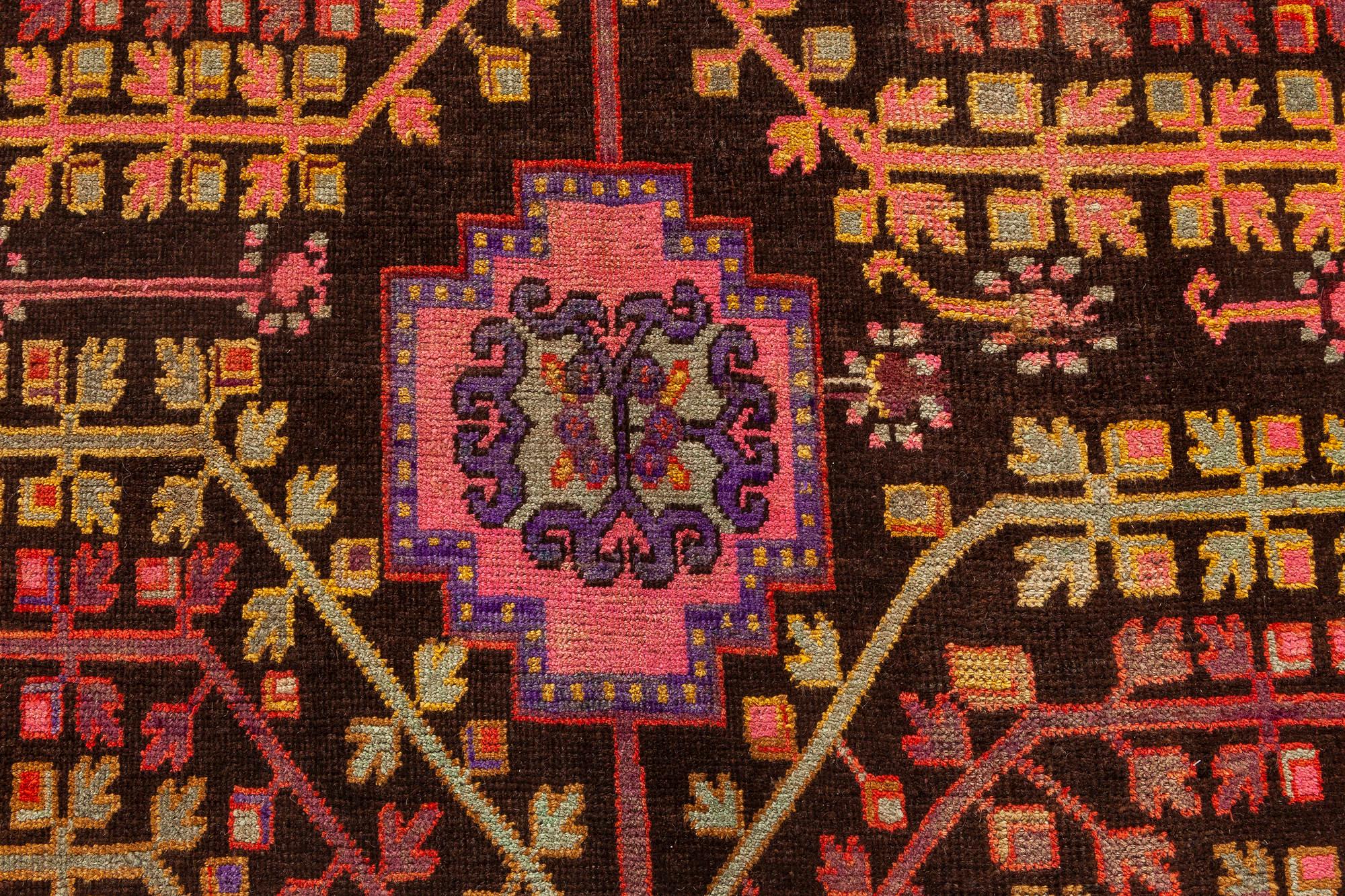 Doris Leslie Blau Midcentury Samarkand Handgefertigter Wollteppich (Handgeknüpft) im Angebot