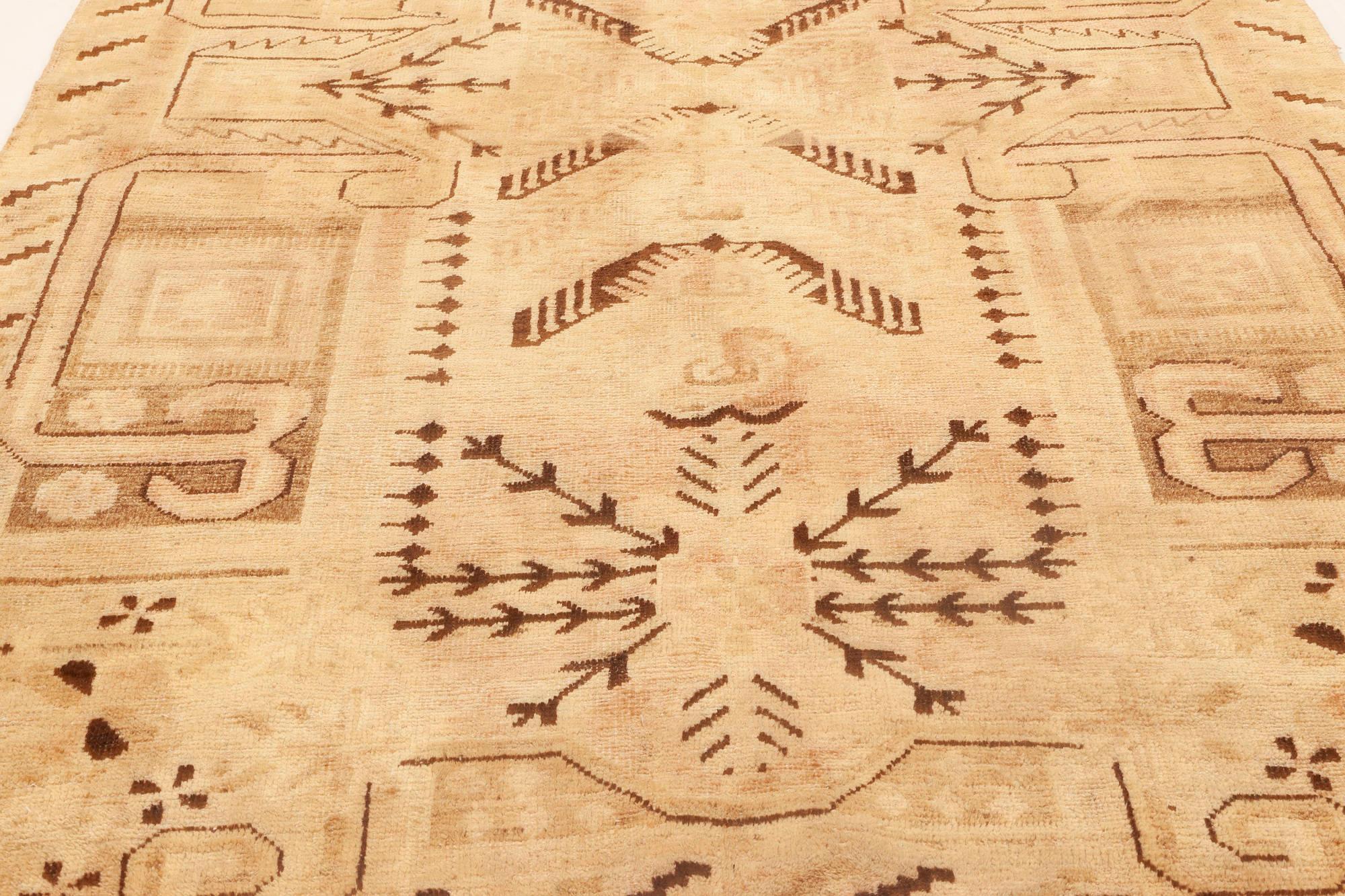 Uzbek Doris Leslie Blau Midcentury Samarkand Handwoven Wool Rug For Sale