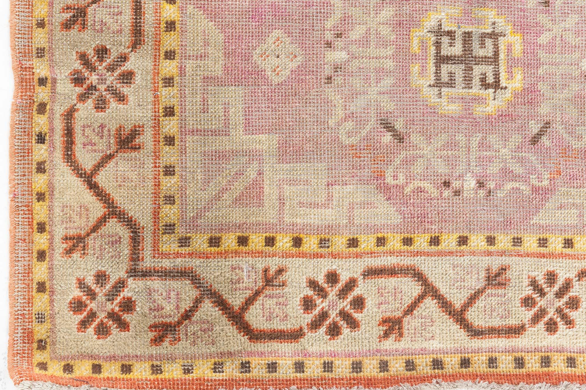 Doris Leslie Blauer Samarkand lila handgeknüpfter Wollteppich aus der Mitte des Jahrhunderts im Angebot 2