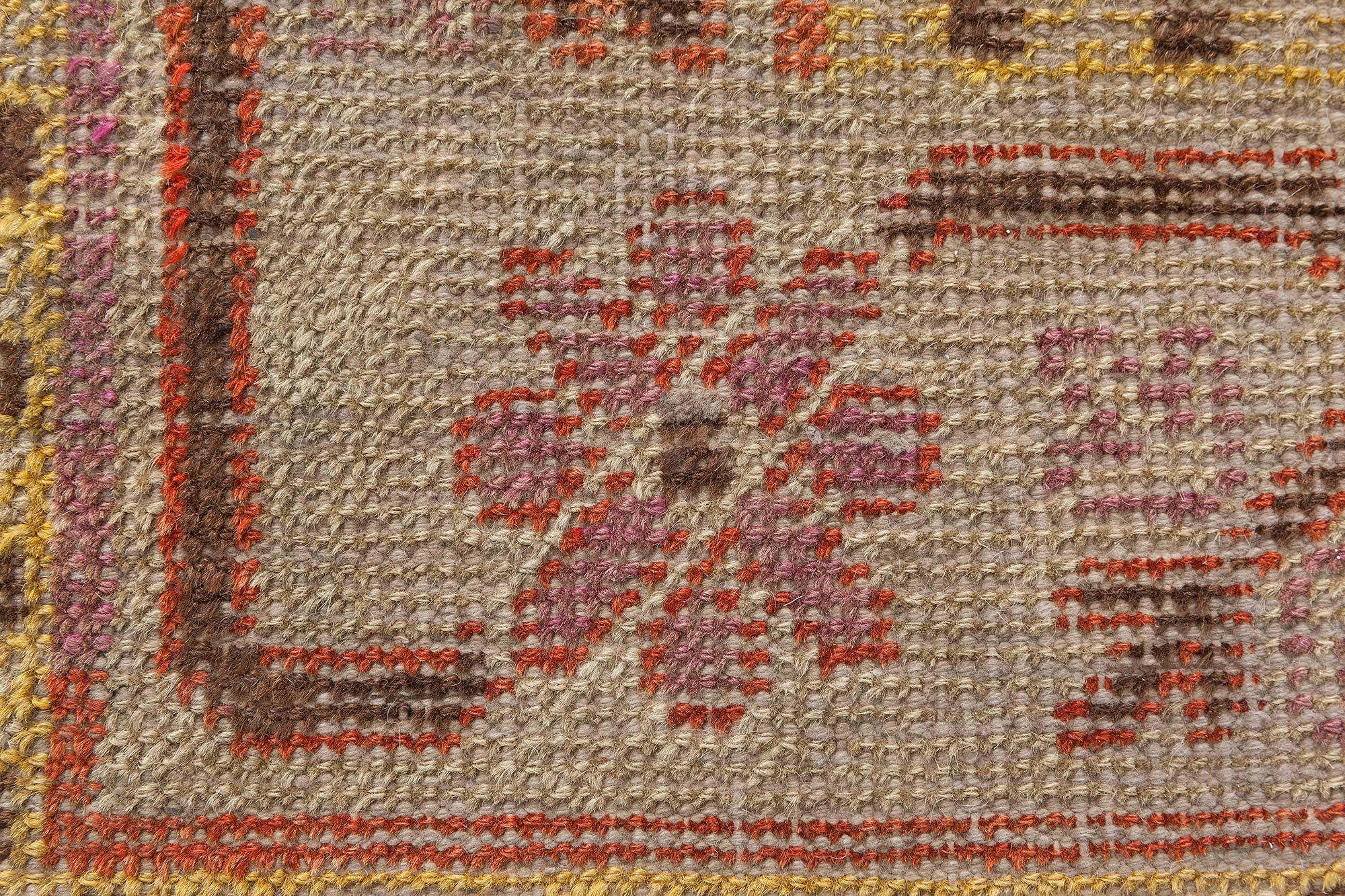 Hand-Knotted Doris Leslie Blau Midcentury Samarkand Purple Hand Knotted Wool Rug For Sale