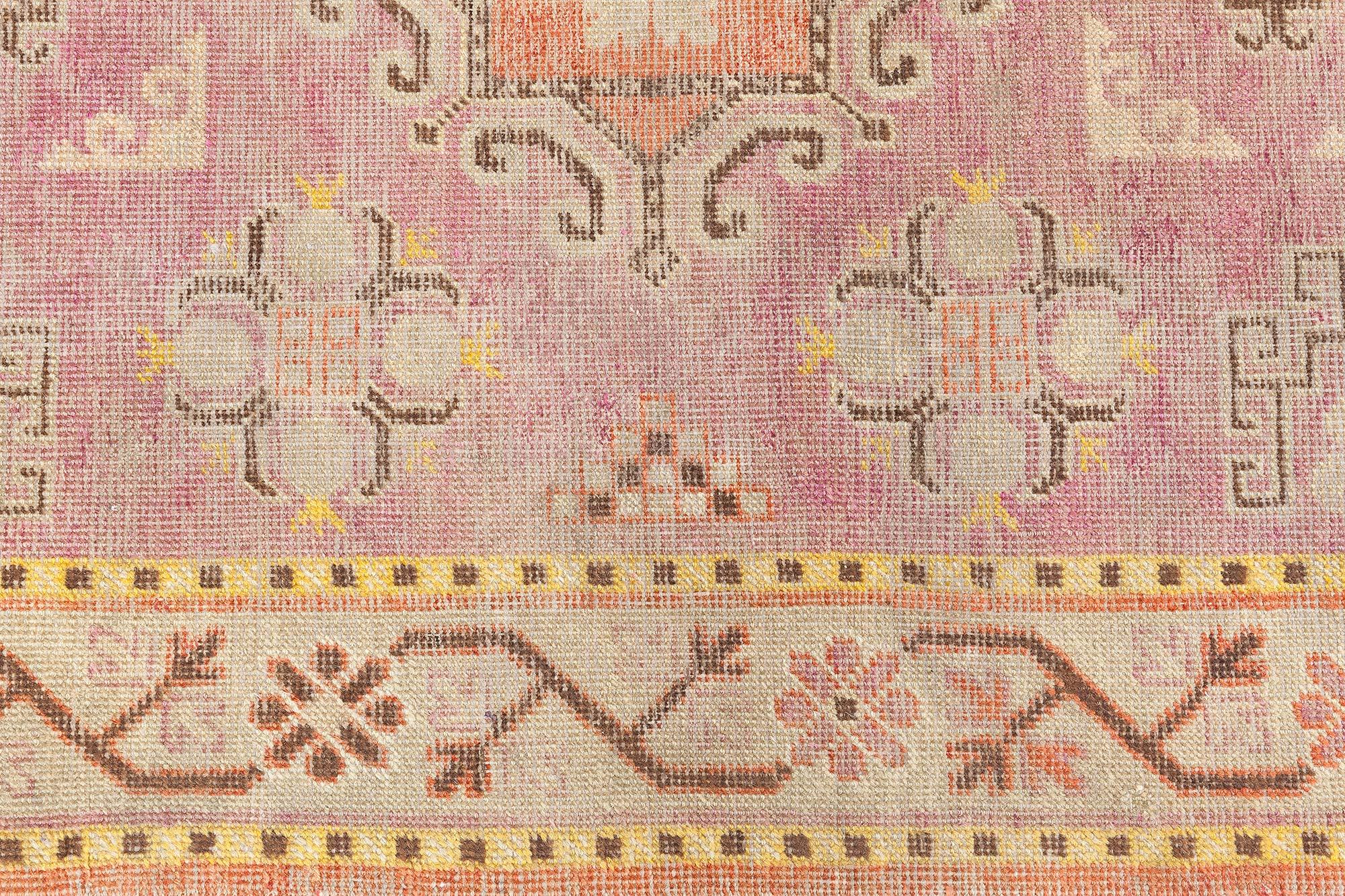 Doris Leslie Blauer Samarkand lila handgeknüpfter Wollteppich aus der Mitte des Jahrhunderts (20. Jahrhundert) im Angebot