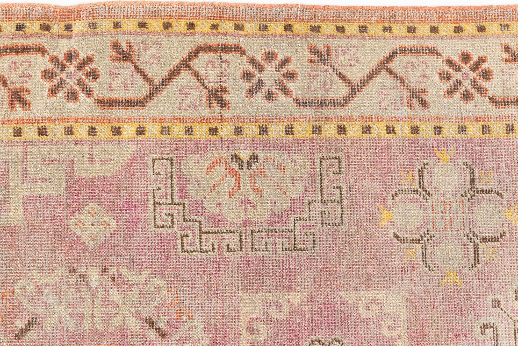 Doris Leslie Blauer Samarkand lila handgeknüpfter Wollteppich aus der Mitte des Jahrhunderts (Wolle) im Angebot