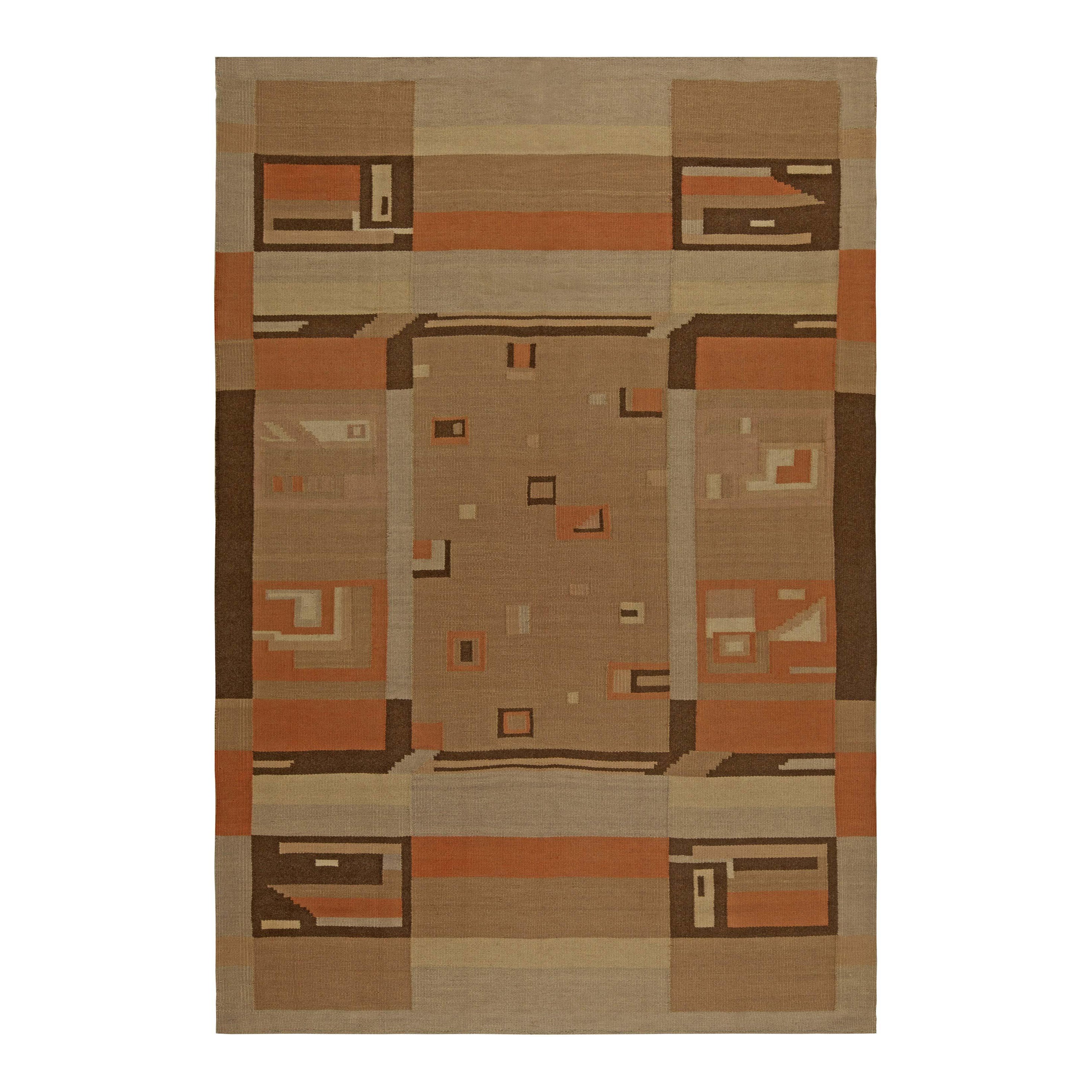 Doris Leslie Blau Tappeto in lana fatto a mano geometrico scandinavo di metà secolo in vendita