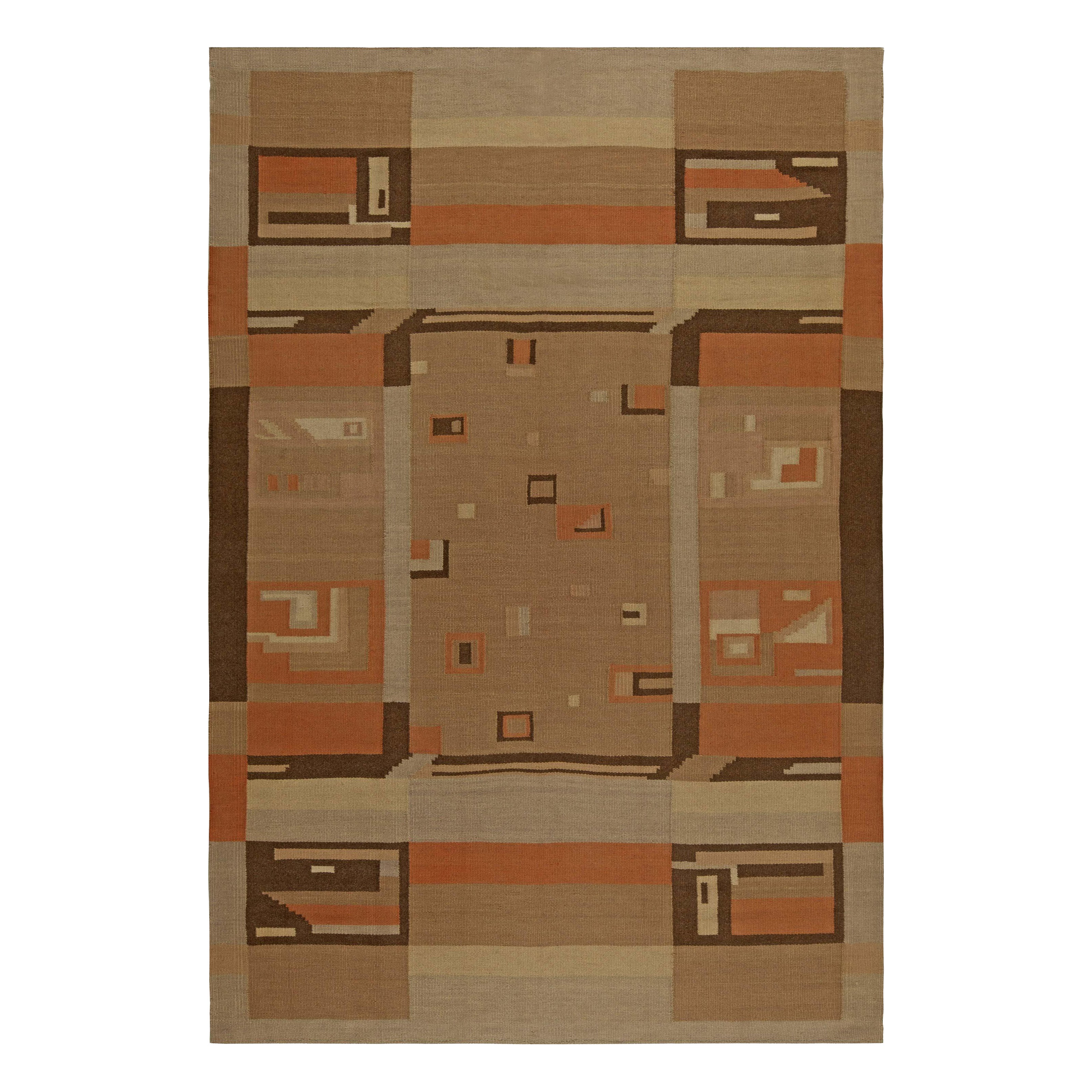 Doris Leslie Blau Tappeto in lana fatto a mano geometrico scandinavo di metà secolo in vendita