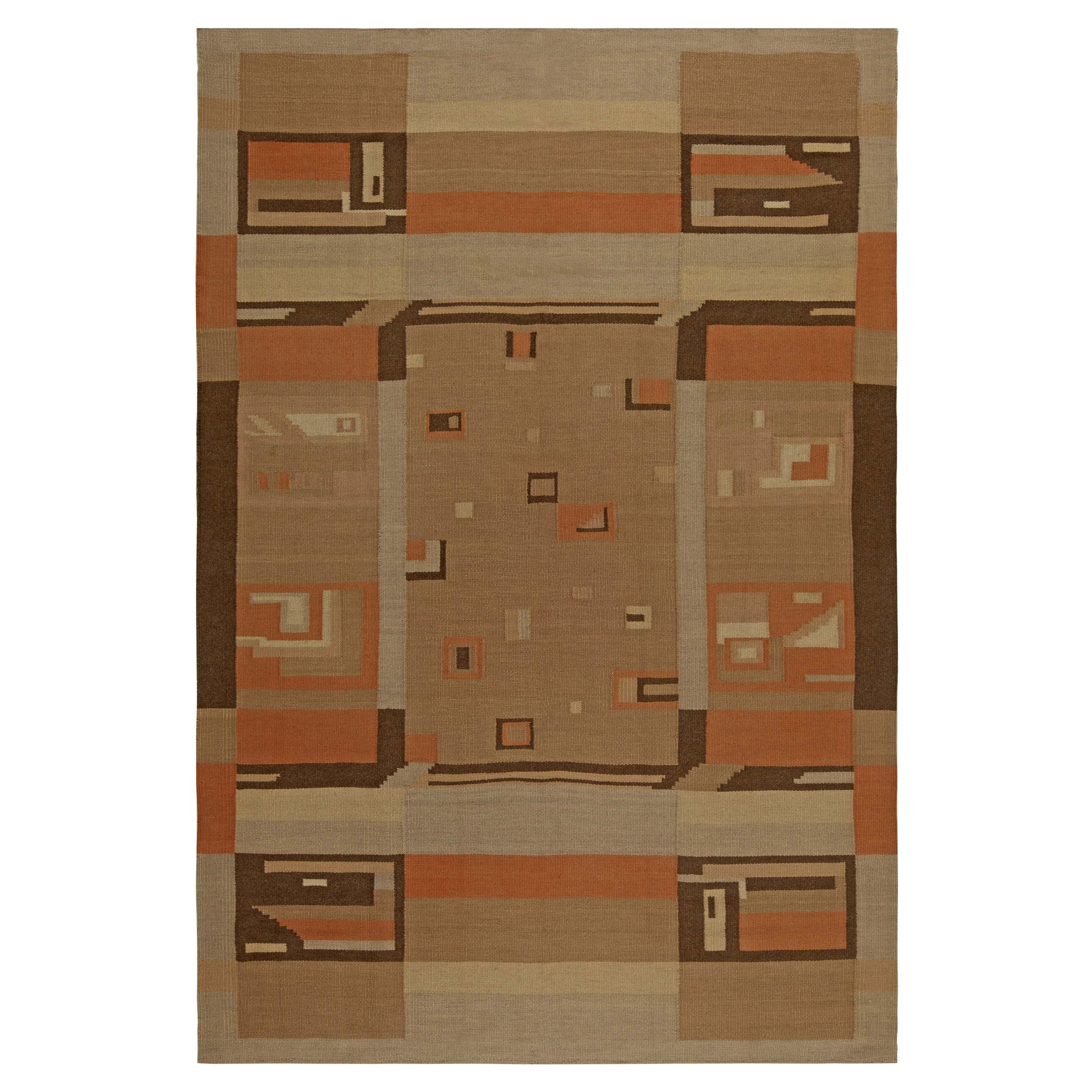 Doris Leslie Blau Tappeto in lana fatto a mano geometrico scandinavo di metà secolo in vendita