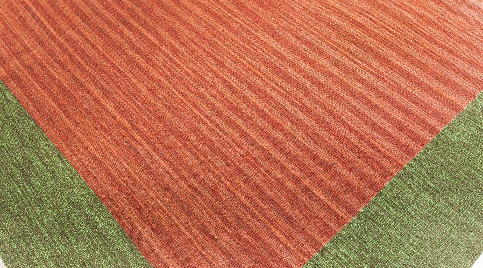 Doris Leslie Blau Midcentury Swedish Flat Weave Rug by Erik Lundberg (Skandinavisch) im Angebot