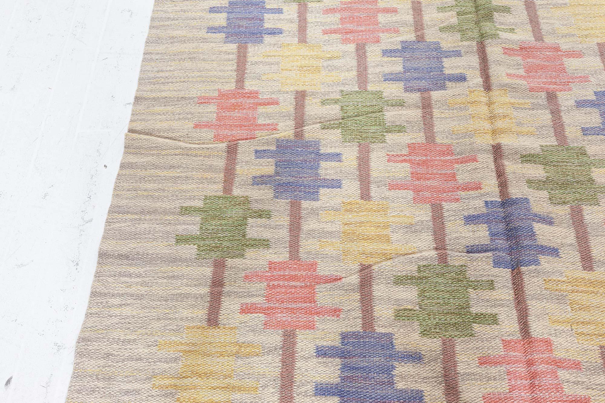Doris Leslie Blau Midcentury Swedish Flat-Weave Wool Rug In Good Condition For Sale In New York, NY