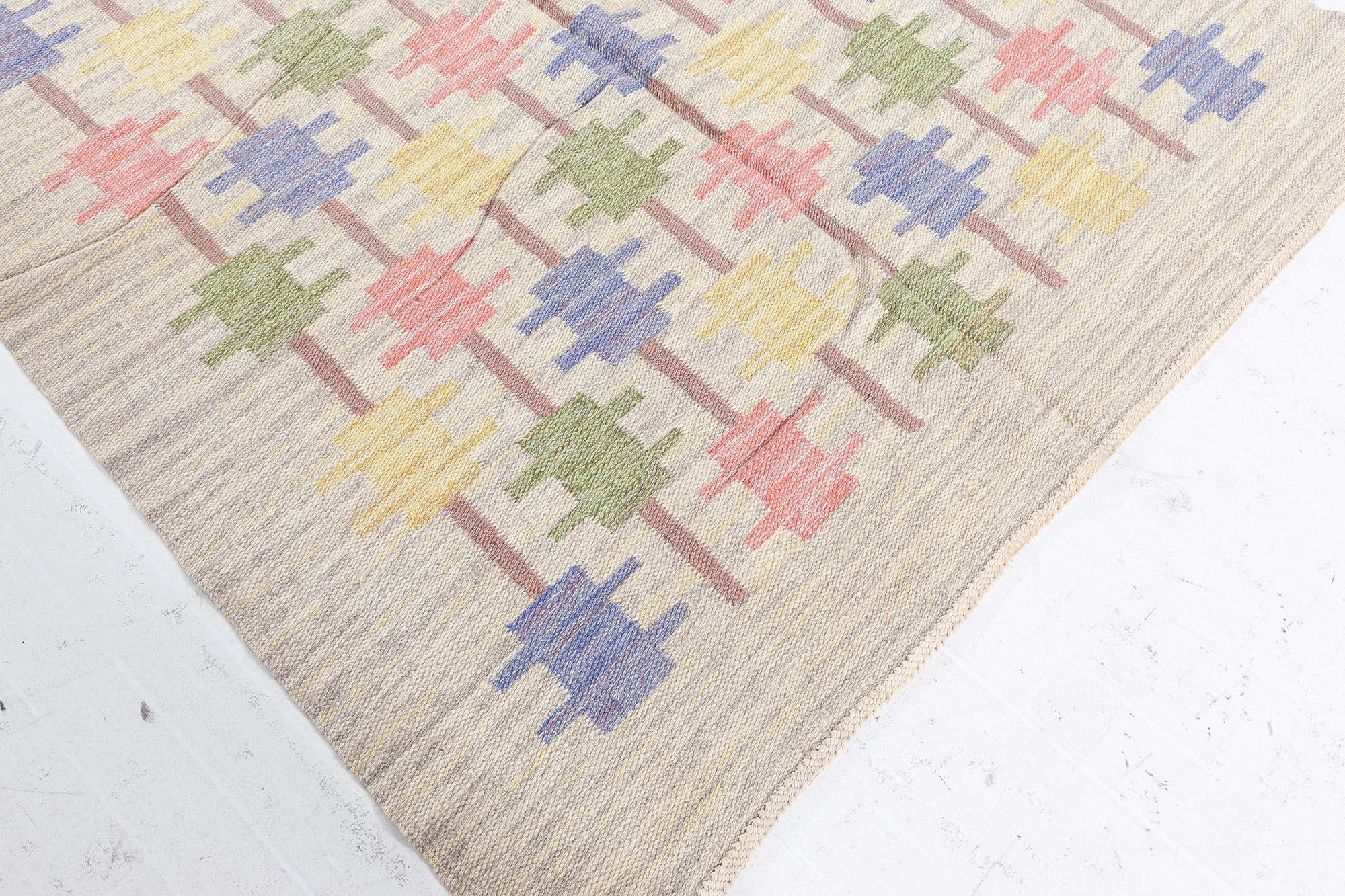 20th Century Doris Leslie Blau Midcentury Swedish Flat-Weave Wool Rug For Sale
