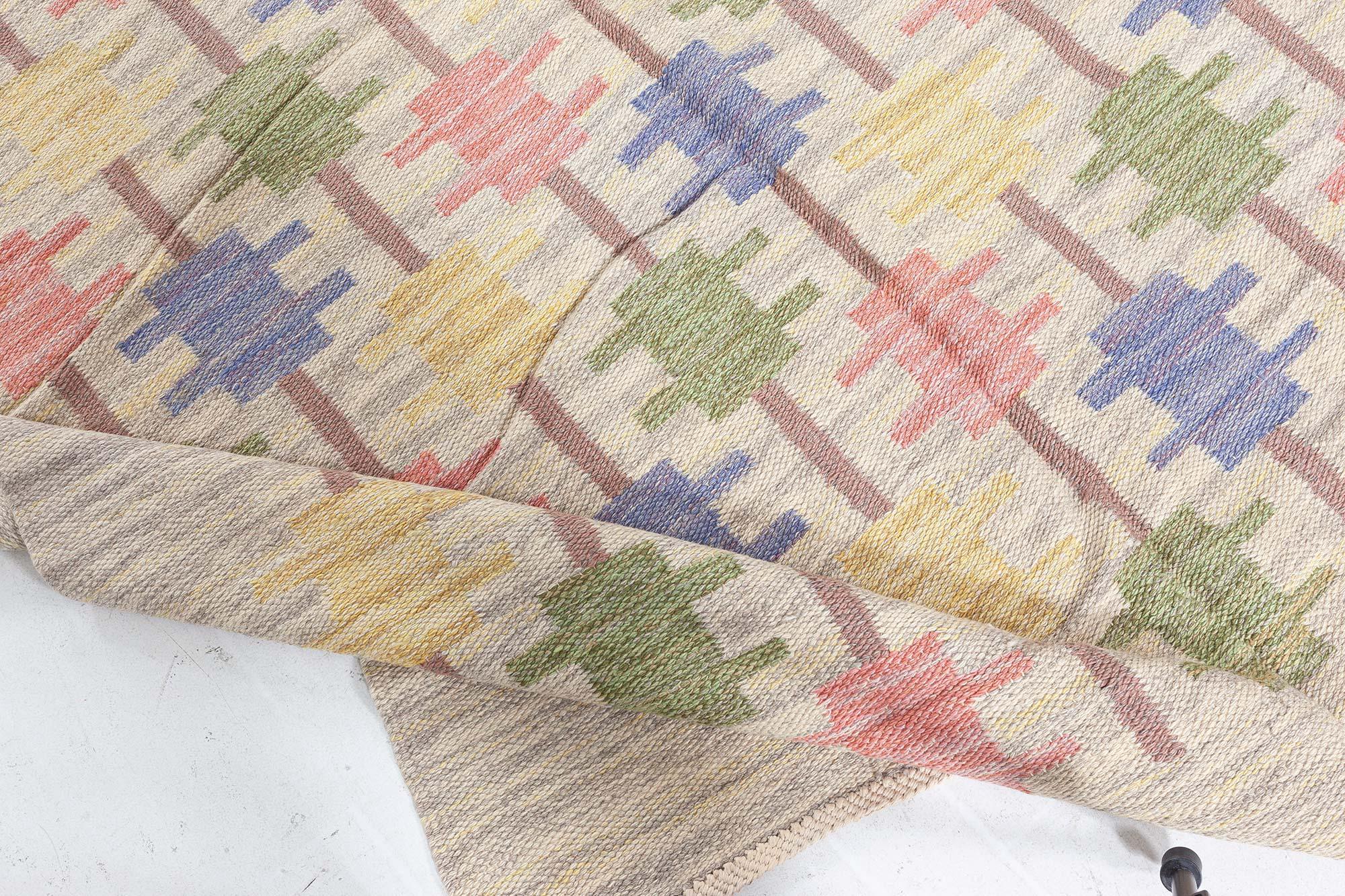 Doris Leslie Blau Midcentury Swedish Flat-Weave Wool Rug For Sale 2