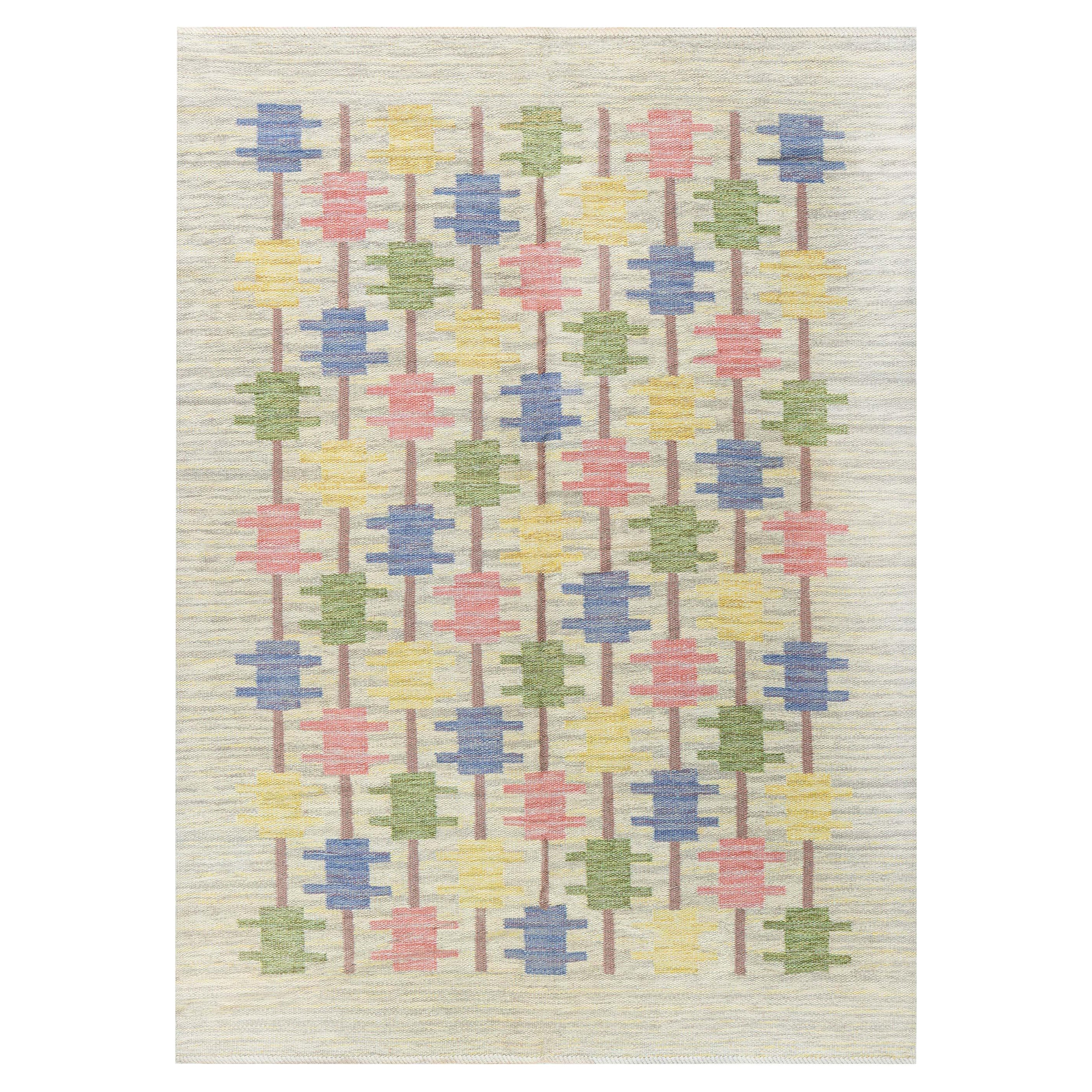 Doris Leslie Blau Midcentury Swedish Flat-Weave Rug (tapis de laine à armure plate)