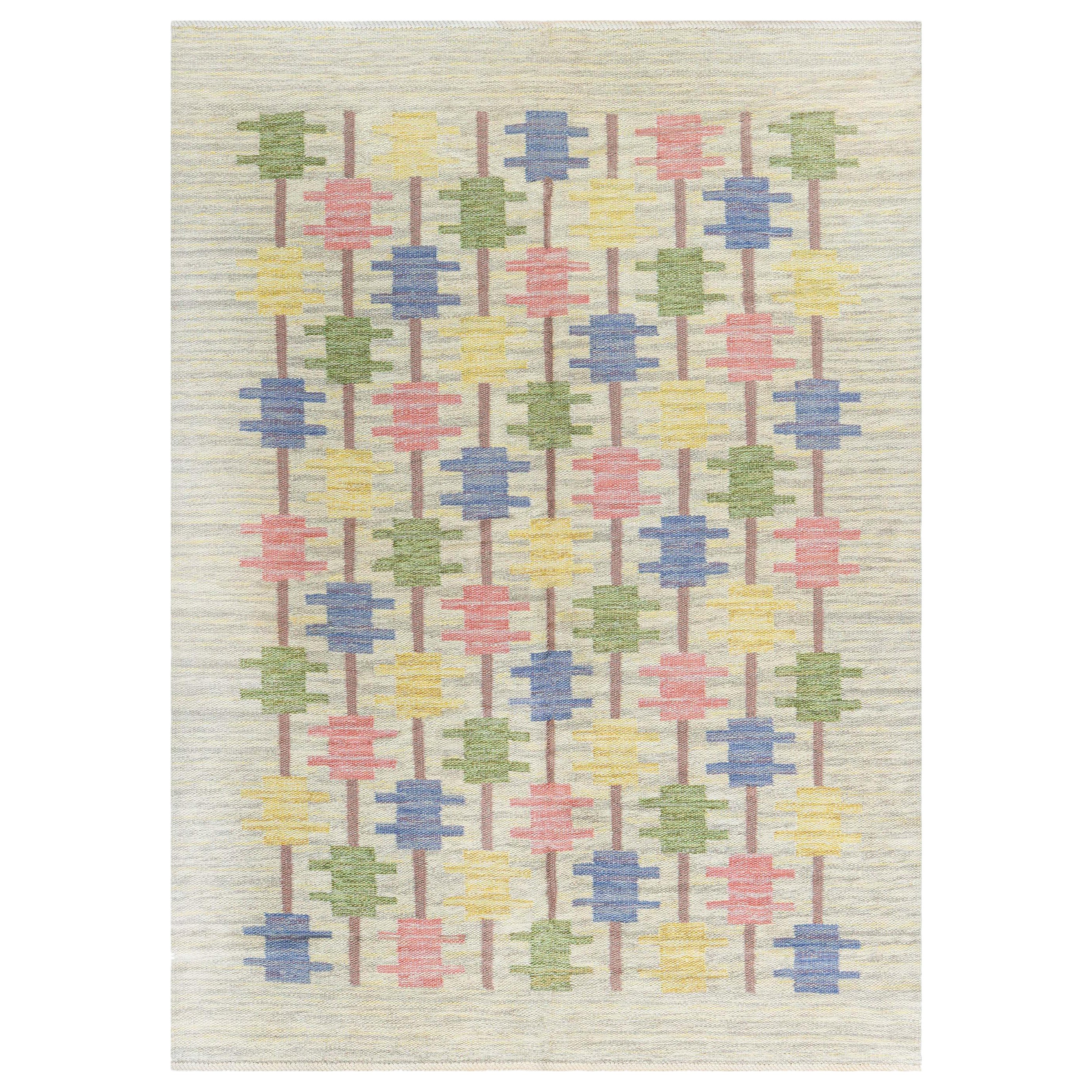 Tappeto in lana a trama piatta svedese di metà secolo Doris Leslie Blau