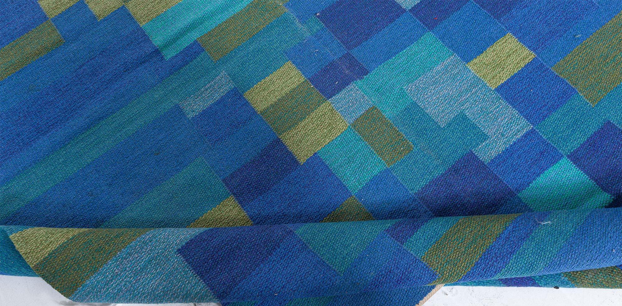 Doris Leslie Blau Midcentury Swedish Flat-Weave Wool Rug signed AB Lana en venta
